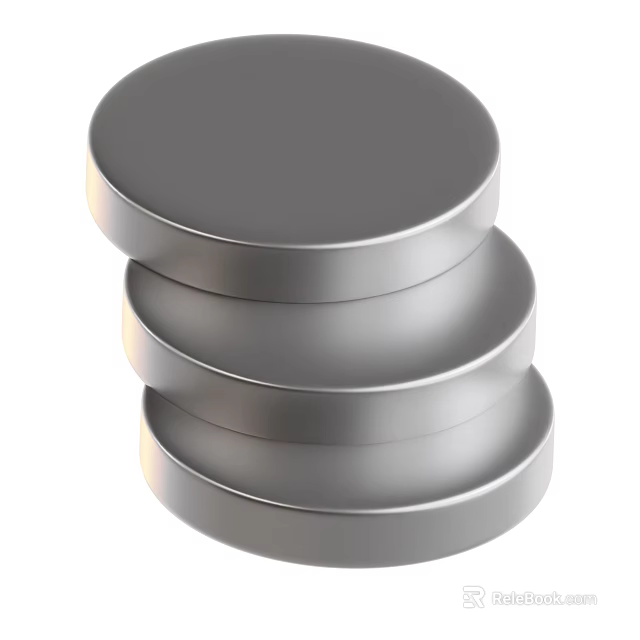 High Quality Stacked Round Silver Metallic Industrial Equipment Components for Machinery 3d model 