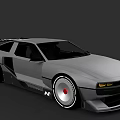 Gray Sports Car With Custom Body Kit Large Alloy Wheels And Rear Spoiler