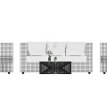 Grid Patterned Outdoor Sofa Set With Three Seater Single Sofas Coffee Table Vase And Plant 3d model