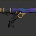 Futuristic Sci-Fi Weapon Featuring Blue Purple Gradient Gold Accents And Black Grip
