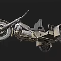 Vintage Motorcycle With Sidecar Black Seat Metal Frame And Rustic Look