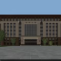 Modern Office Building Exterior With Stone Facade Large Windows And Landscaped Garden Area