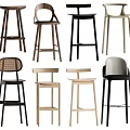 Different Design Bar Stools Featuring Various Styles And Materials For Home Decoration 3d model