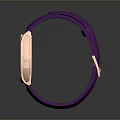 Purple Leather Strap Watch With Round Dial And Golden Bezel Design