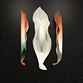 Modern Petal Shaped Wall Decor with White Orange Green Gradient on Black Background 3d model