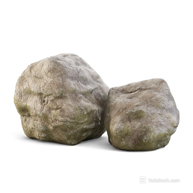 Two Natural Stones With Rough Textured Surface And Outdoor Decorative Look 3d model 