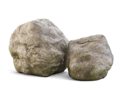 Two Natural Stones With Rough Textured Surface And Outdoor Decorative Look 3d model
