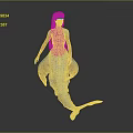 Mermaid Character In Fantasy Game Film With Blue Tail And Brown Hair