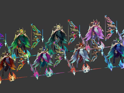 Game and Movie Characters With Detailed Designs Vibrant Colors and Elemental Weapons 3d model