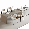 Modern Bar Counter Interior With Wooden Top Dining Chairs Sink And Decorative Vase