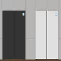 Modern Black And White Double Door Refrigerators With Digital Control Panels 3d model