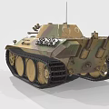 Military Tank With Camouflage Paint Tracks Main Cannon Turret And Antenna