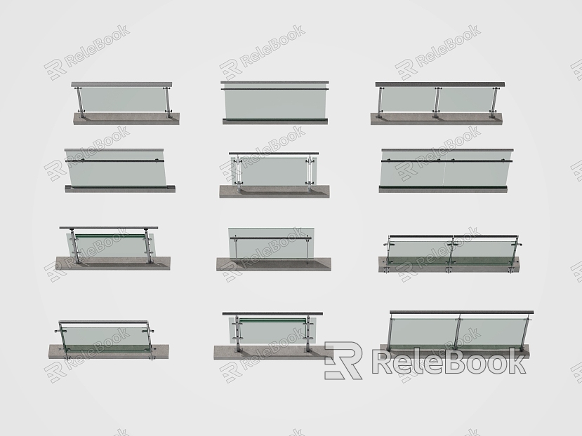 Modern Railing Glass Railing Guardrail Fence model