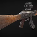 Vintage Military Assault Rifle With Wooden Stock Handguard Tactical Scope And Metal Components