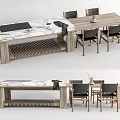 Modern Dining Table and Chair Combination Bar Dining Table and Chair Induction Cooker Dining Chair Middle Island Operating Table 3d model