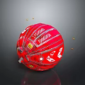 Red Textured Sphere With White Logos And Gold Particles On Dark Background 3d model
