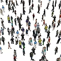 Crowd of People in Various Poses and Directions on White Background Illustration