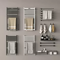 Modern Wall Mounted Bathroom Racks In Black And White With Towels And Toiletries