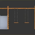 Outdoor Wooden Playground Structure with Slide Platform and Two Swings