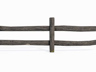Outdoor Rustic Wooden Fence With Horizontal Boards And Vertical Posts Design 3d model