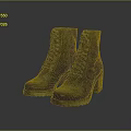 Dark Gray Vintage Lace Up Block Heel Boots With Textured Sole Design