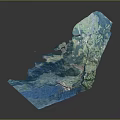 Detailed 3D Terrain Model With Blue Water Green Vegetation And Elevated Landforms