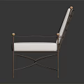 Elegant Modern Accent Chair With White Upholstered Seat Back And Brass Metal Frame Round Accents