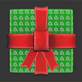 Decorative Green Gift Box With Red Bow Red Ribbon And White Patterns