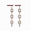 Hanging Decorative Lanterns With Multi Layered Crystal Beads And Green Bottom Pendants Design