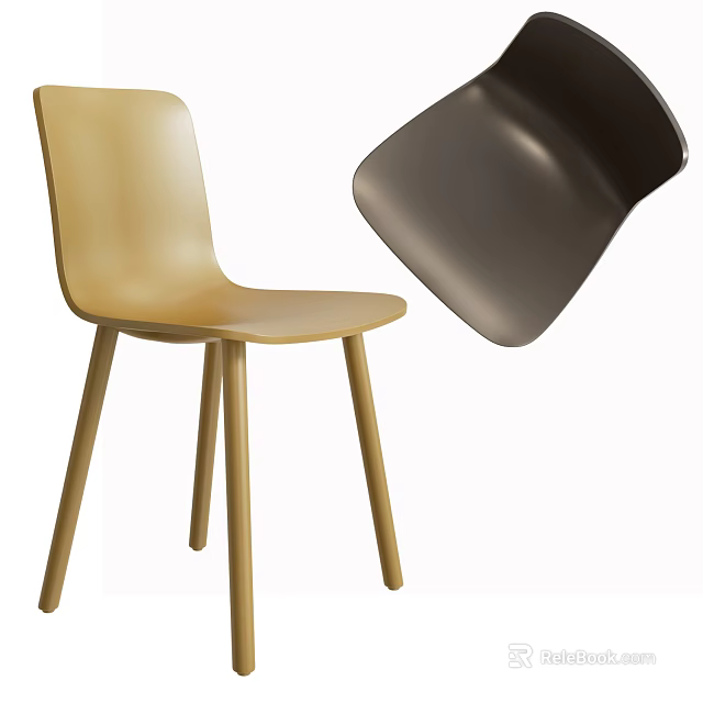 Modern Single Chairs Design Featuring Beige And Black Colors For Home Decor 3d model 