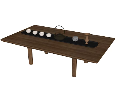 Modern Bay Window Small Tea Table Tea Set 3d model
