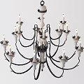 Vintage Classic Chandelier With Candle Style Multiple Arms Black White Design