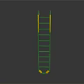 Scenic Natural Landscape Featuring Gray And Yellow Ladder Standing Against Gray Background With Reflective Base