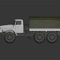 White Six Wheel Military Transport Truck With Green Canvas Covered Cargo Bed