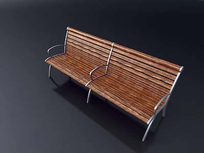 Modern Outdoor Bench With Wooden Slats Metal Armrests And Sturdy Frame 3d model