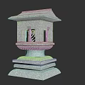 Traditional Stone Outdoor Light With Roofed Top Latticed Panels And Stable Base