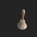 Vintage Metal Bell With Wooden Handle As Decorative Musical Instrument