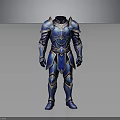 Shiny Blue Metallic Full Body Armor With Decorative Plates And Sleek Design