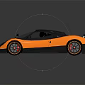 Orange and Black Modern Sports Car with Sleek Design Carbon Fiber Red Rims Rear Spoiler