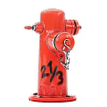 Red Garden Decor Watering Valve Columns With Black Wheels And Markings