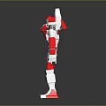 Red And White Humanoid Robot Character With Detailed Mechanical Armor Standing Pose 3d model