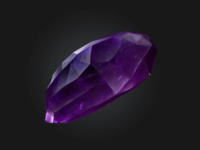 Shiny Purple Faceted Gemstone With Teardrop Shape On Black Background 3d model