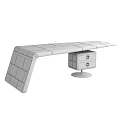 Modern Silver Desk with Stylish Tabletop and Single Drawer Cabinet Design