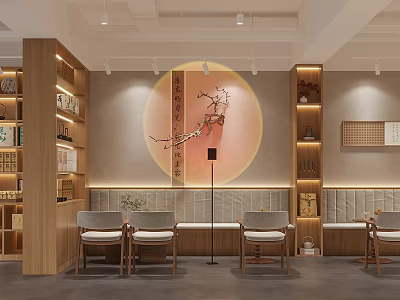 Modern Restaurant Interior With Open Kitchen Design And Island Counter Appliances 3d model