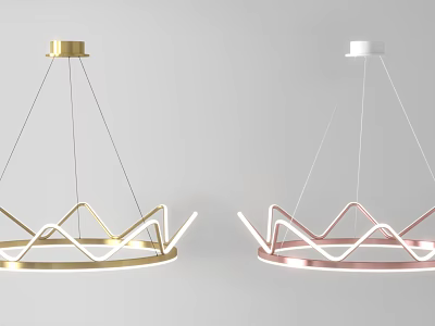 Modern Geometric Chandeliers With Gold And Rose Gold Linear Hanging Design 3d model