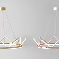 Modern Geometric Chandeliers With Gold And Rose Gold Linear Hanging Design