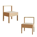 Wooden Single Chairs With Backrest And Light Upholstered Seat In Modern Minimalist Design