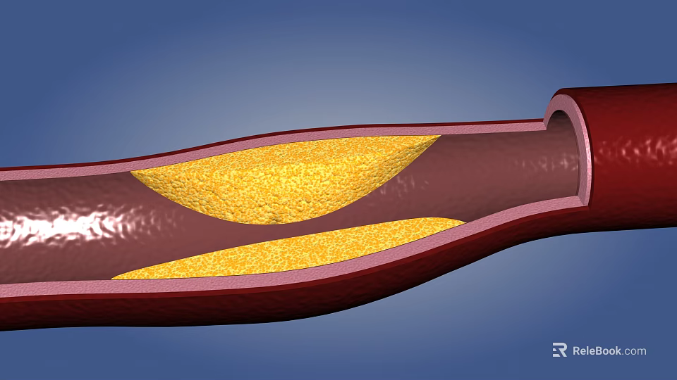 Man Examining Blood Vessel Interior With Yellow Plaque Buildup Structure 3d model 