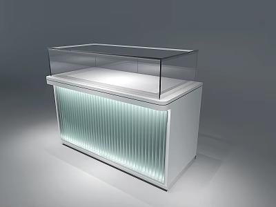 Modern Jewelry Store Display Case With Glass Cover And Illuminated Ribbed Front 3d model