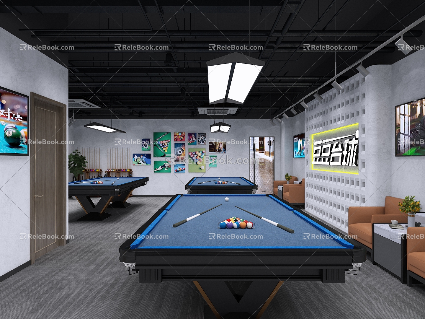 Modern Billiard Room 3d model